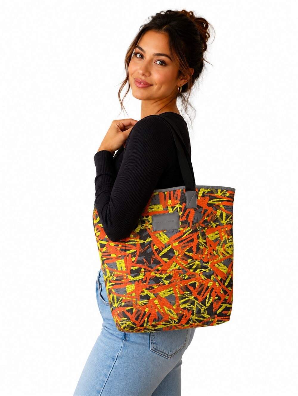 Marc by Marc Jacobs Artisan Paint Splash Tote Bag Large Neon Abstract Tote